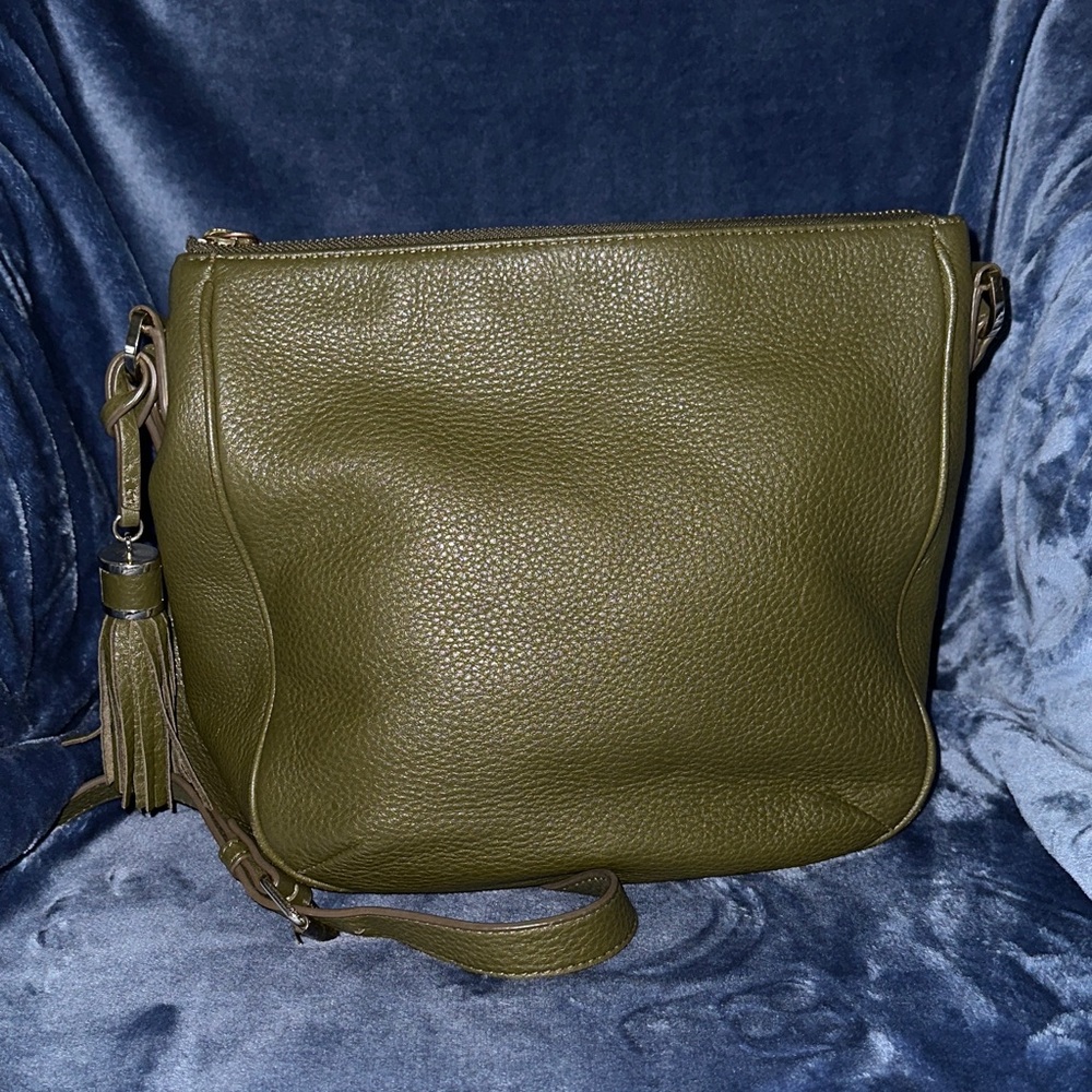 Talbots Olive Green Pebbled Leather Crossbody Bag